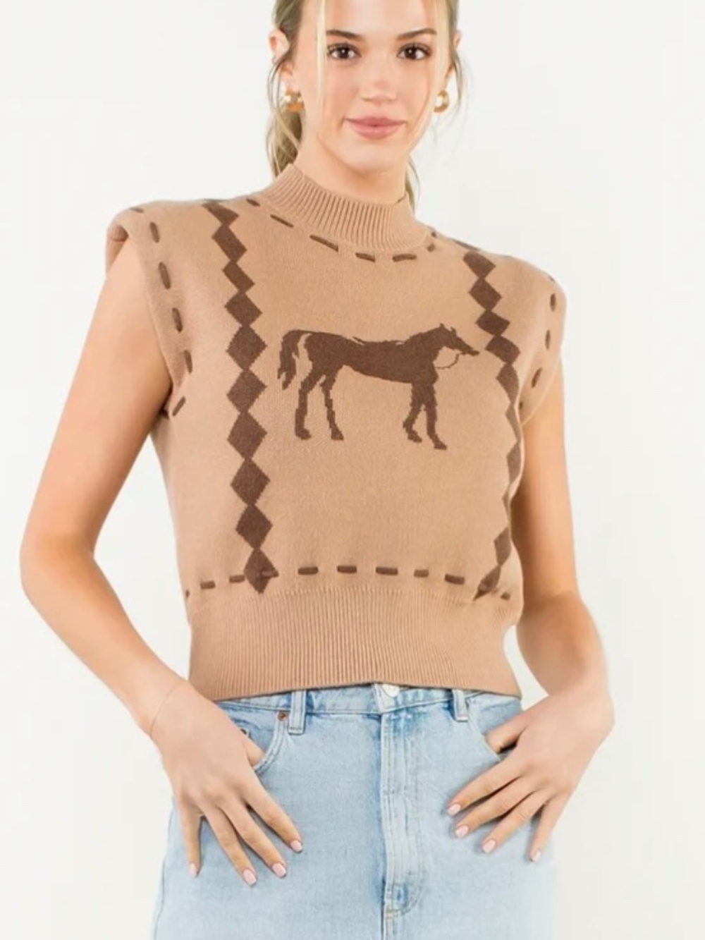 NWT Thml Western Horse Knit Vest